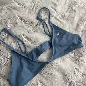 Blue Bikini Top with Cross Detail